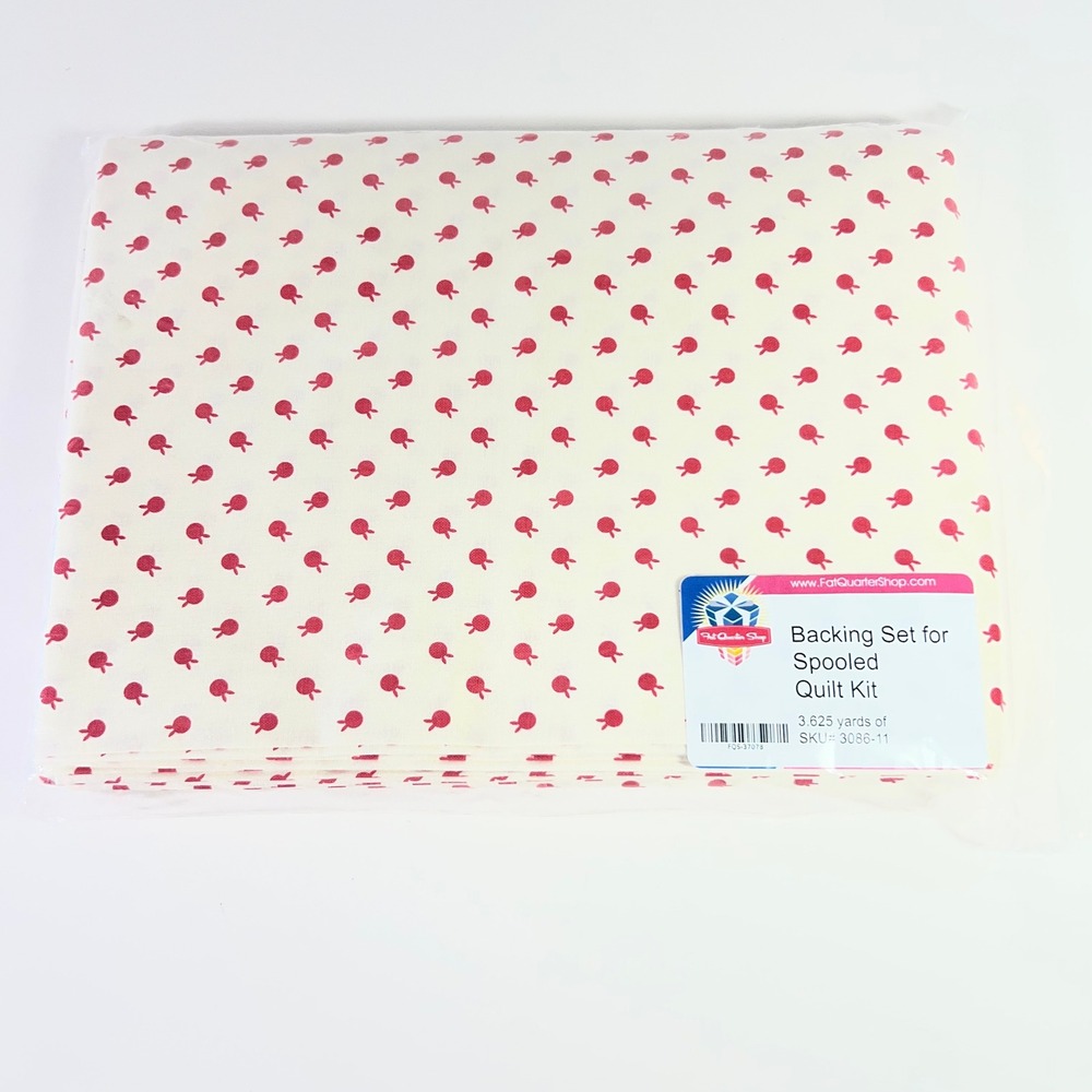 Fat Quarter Shop Backing Set for Spooled Quilt White Red 3.625 yards NIP